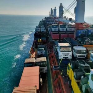 Loading truck tractor on deck