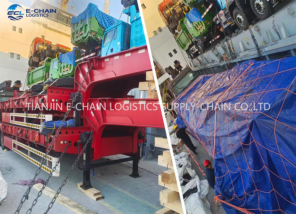 Low Bed Semi-Trailer Export from Lianyungang, China to Lagos, Nigeria