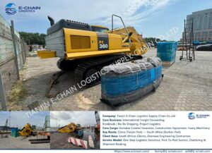 Excavator port discharge operations at Tianjin Port
