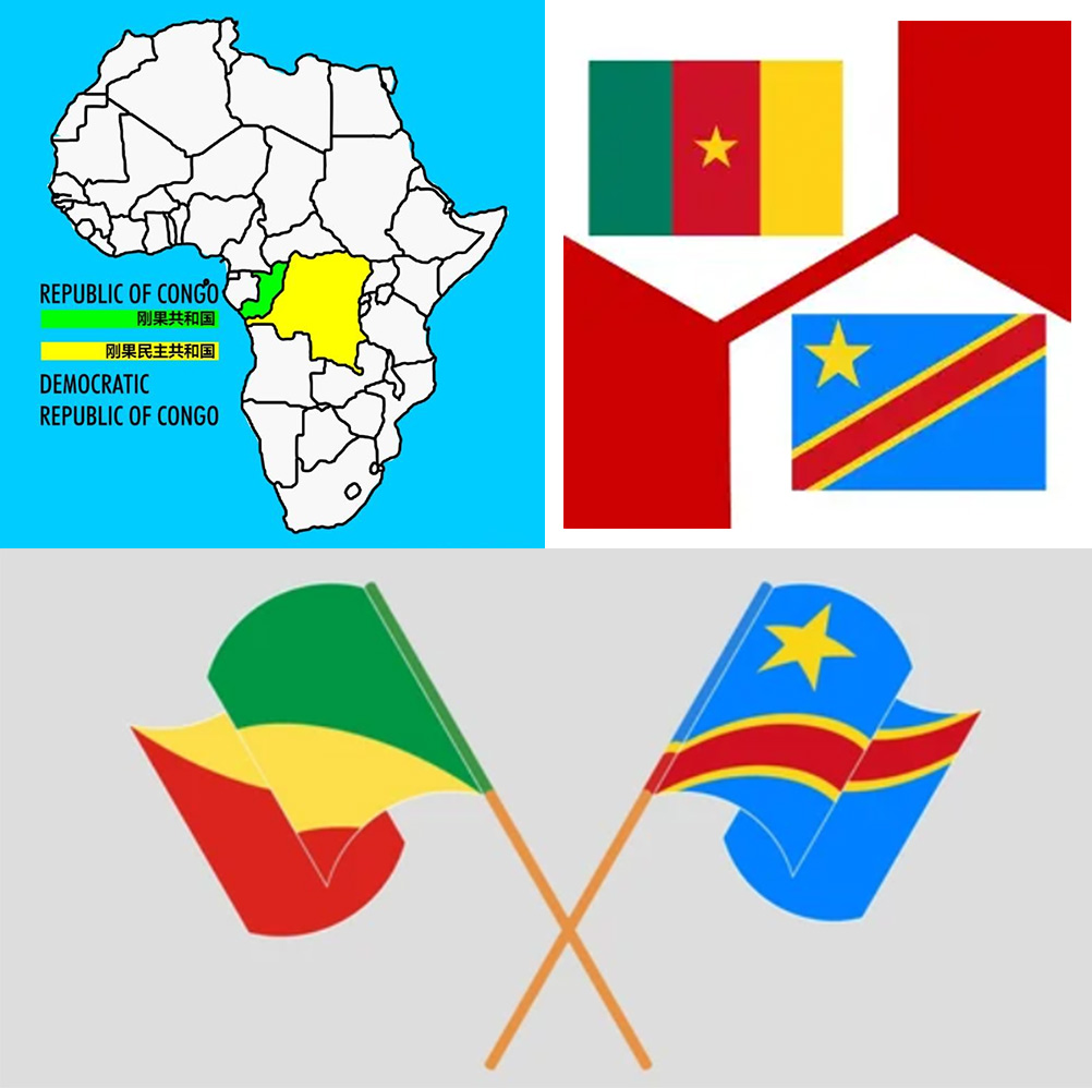 DRC and Congo Brazzaville location map